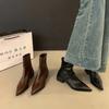 Neuer Stil Herbst Damen Stiefeletten Schuhe Mode Spitzzehen Damen Kurze Stiefel Quadratische Niedrige Absätze Lässig Winter Damenschuhe
