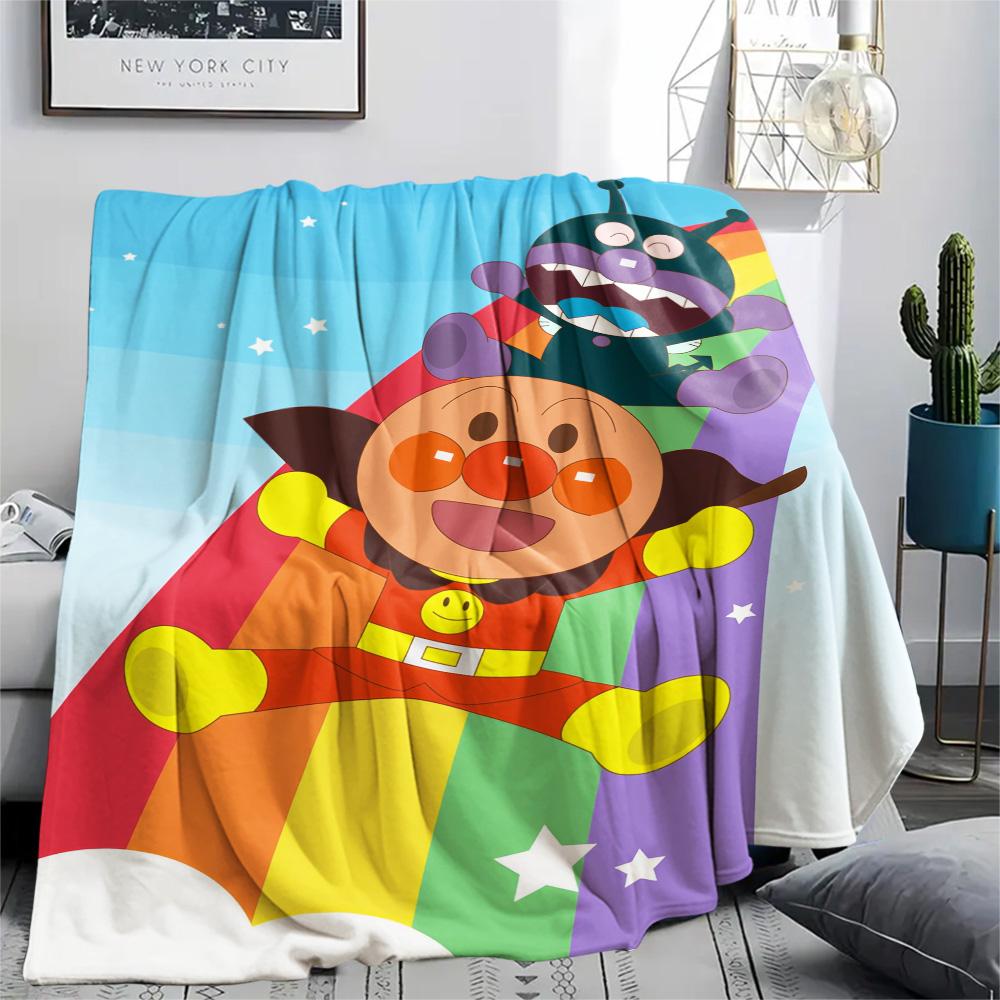Anpanman Character Flannel Blanket, Soft Warm Throw for Home Decor, Ideal Gift for Anime Fans, Cozy Bedding for Sofa Bed
