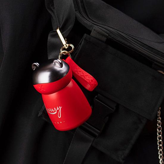 120ml Portable Cup Portable Leak-proof Wear-resistant Keep Warm Hanging Bear Cute Animal Shape Insulated Bottle