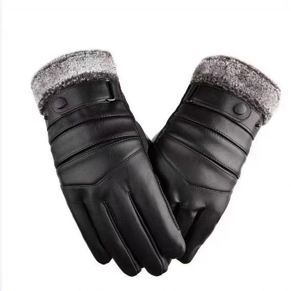 Men'S And Women'S Touch Screen Leather Gloves Winter Warm Waterproof Windproof Piled Thickened Outdoor Motorcycle Riding Gloves