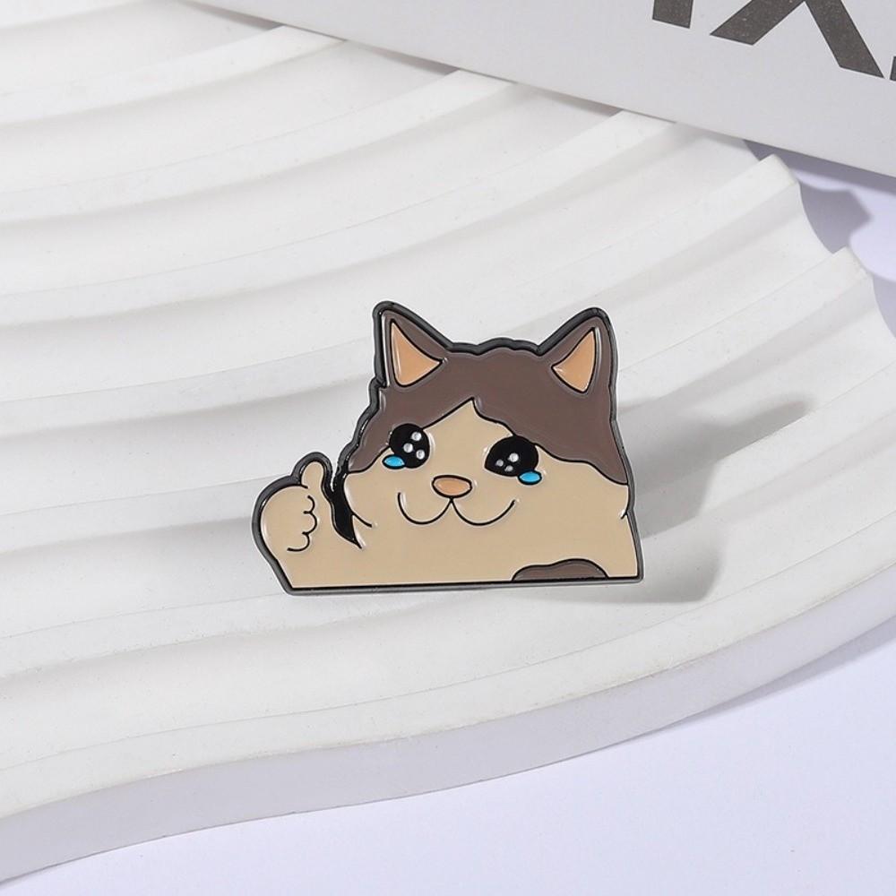 Thumb Up Design Animal Brooch Crying Cat Backpack Badge New Funny Jewelry Office