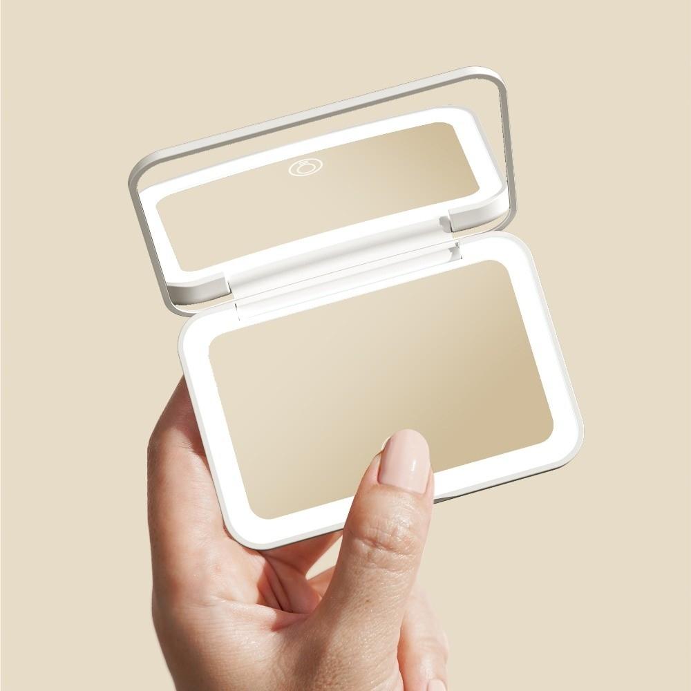 Mini Folding Makeup Mirror Magnifying Cosmetic Mirror Compact LED Light Desktop Mirror  Makeup Tool