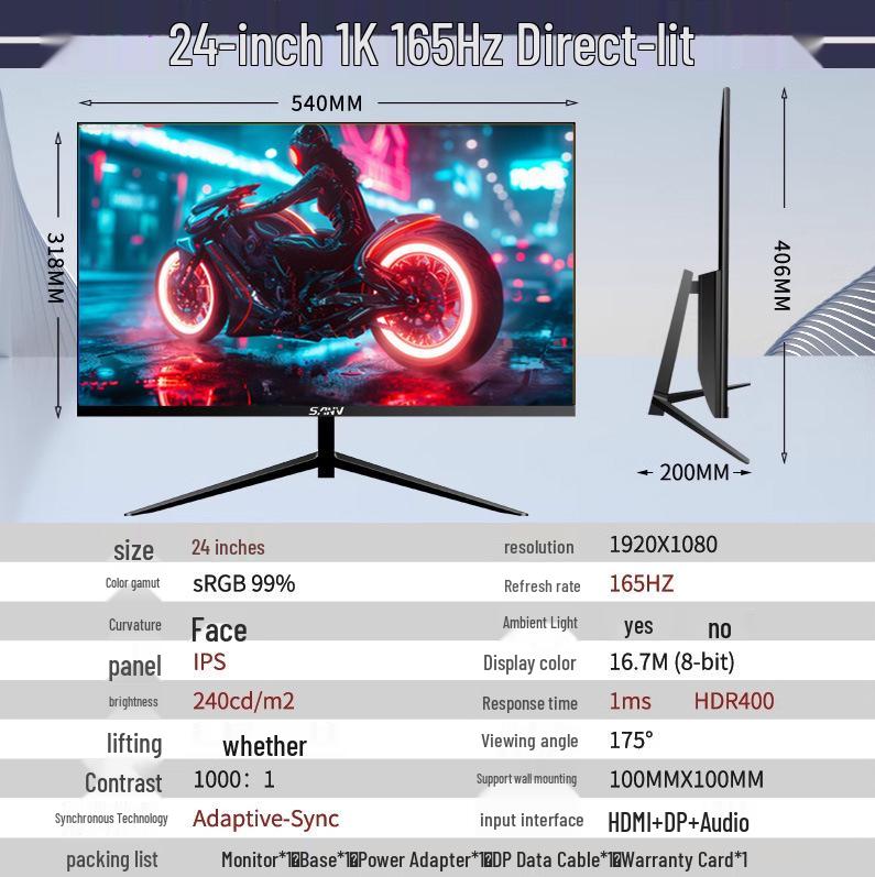 

32 Изогнутый безрамочный 2K HD игровой монитор с HDMI, LCD и частотой обновления 144 Гц