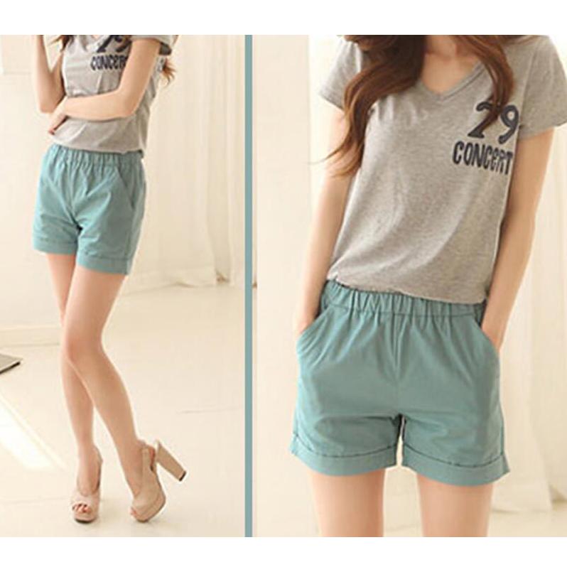 Women's Summer Solid Color Shorts Plus Size Loose Cotton Elastic Waist Casual Breathable Lightweight Outdoor Wear Pants