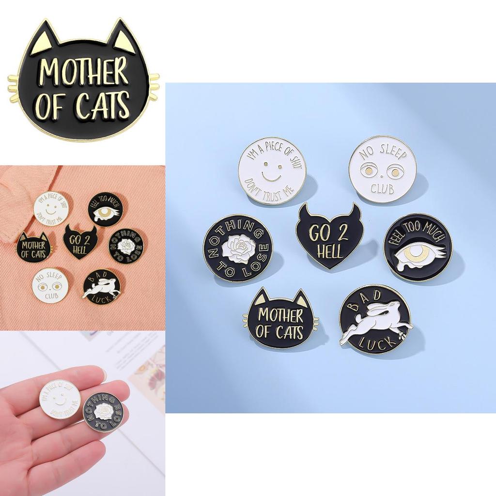 Creative Cartoon Cat Brooch Stylish Personalized Letter Pin For Fashion Accessories