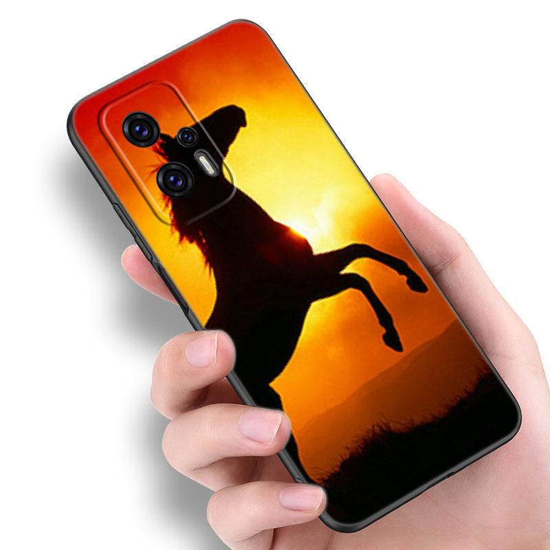 Horse Animal Black Silicone Phone Case For Xiaomi POCO X3 X4 NFC F3 F4 GT F5 M3 M4 M6 X5 X6 Pro 5G C55 C65 M5