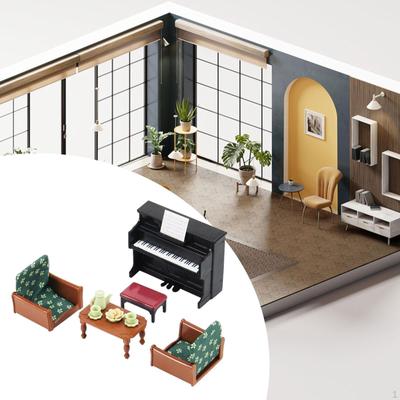 1:12 Maßstab Puppenhaus Klavier Sofa Couchtisch Lebensszene DIY Modell Zubehör Miniatur