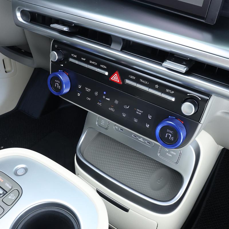 Interior Accessories 2PCS Aluminum Alloy Air Conditioner Volume Knob Ring Cover For Hyundai IONIQ 9 2025 2026 Car Supplies