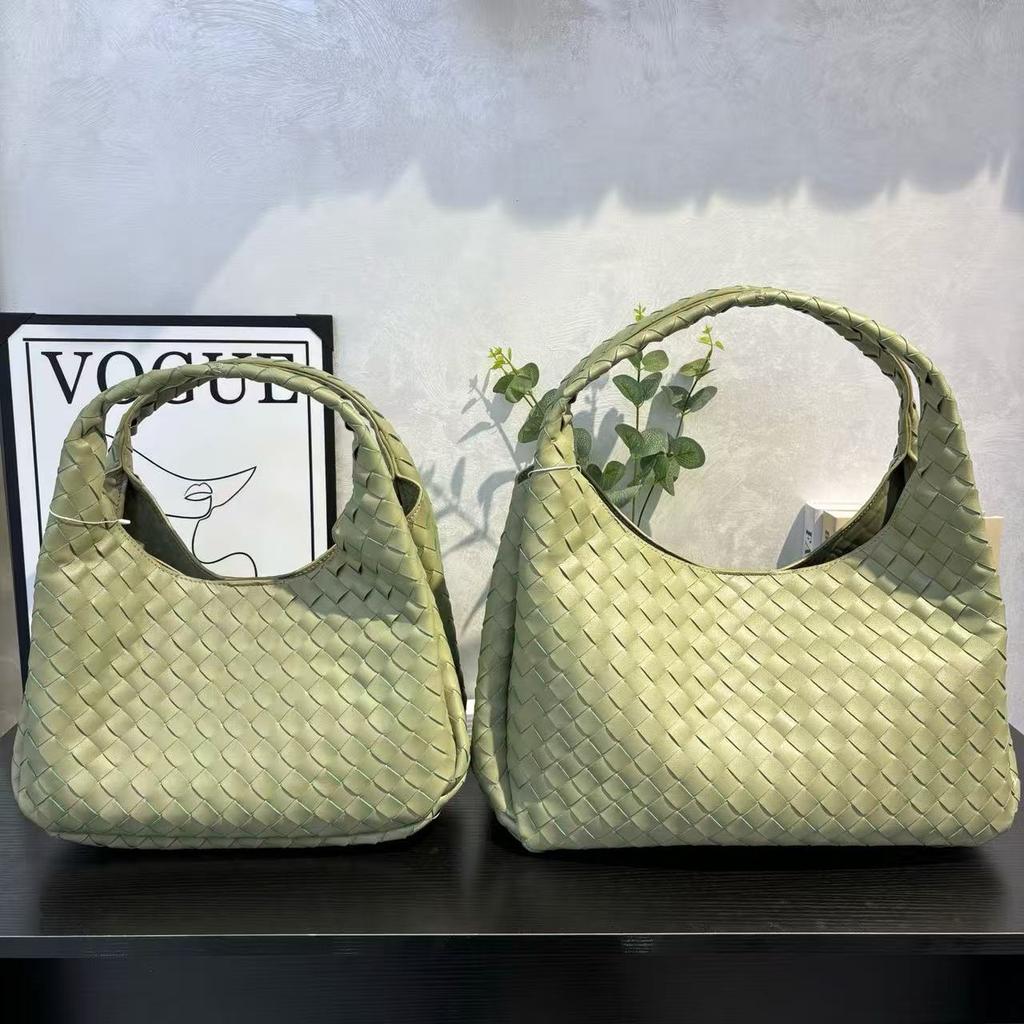 Borsa a tracolla in pelle intrecciata di grande capacità, borsa a spalla, casual, semplice, portatile, borsa a cestino per verdura, borsa da pendolare alla moda per donna