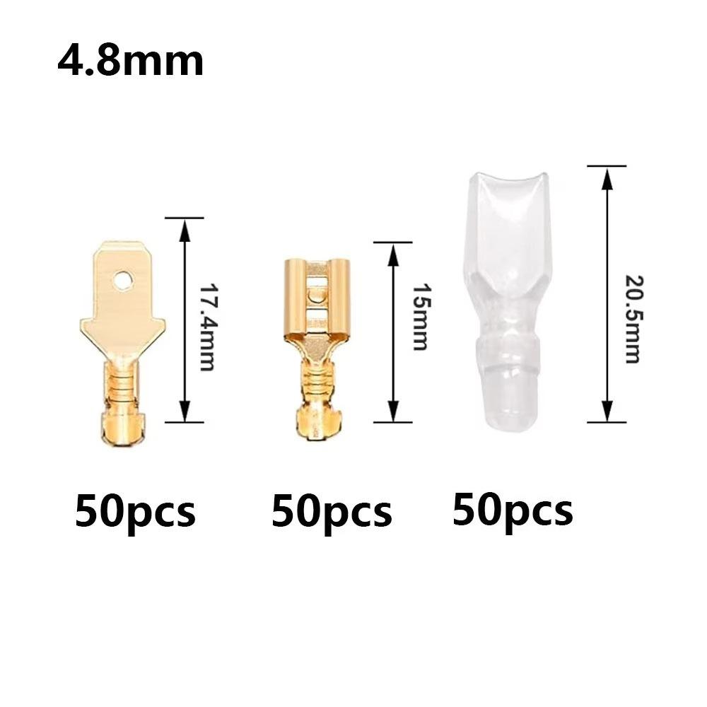 50Pcs 2.8/4.8/6.3mm Spade Terminals Female/Male Crimp Terminals New Wire Connectors