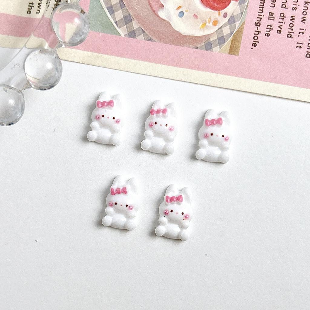 Cartoon Rabbit Nail Art Accessories Cute 3D Heart Blush Bunny Handmade DIY Nail Wearable Nail Decorations