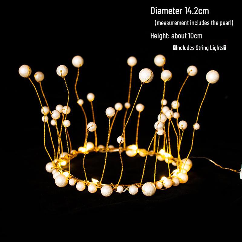Children's Pearl Crystal Tiara Headband - Birthday Crown Cake Decoration and Adult Hair Accessory