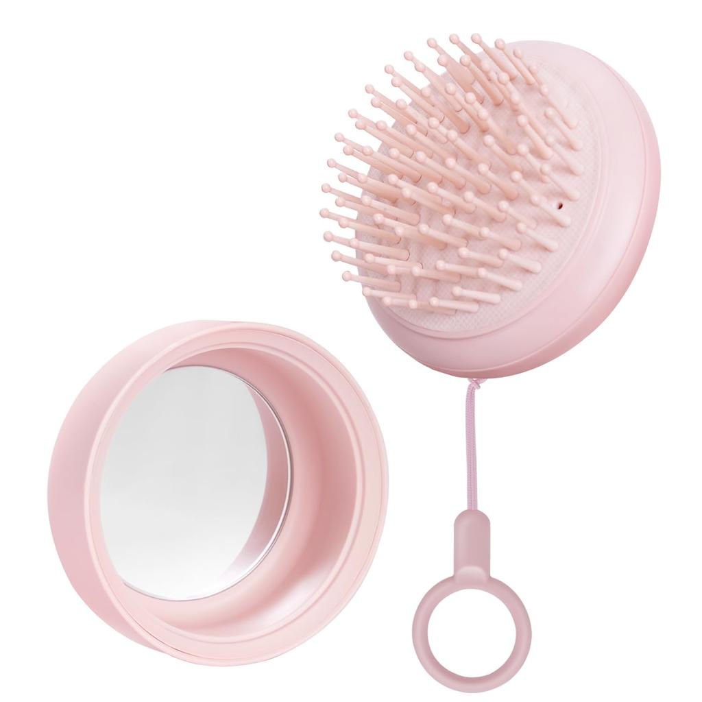 PLUZZ portable air cushion brush with compact can be used at home or on the convenient to gentle on portable hair brush with mirror mirror,