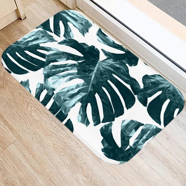 Tropical Plants Leaf Mat Kitchen Rugs Anti-slip Home Hallway Bedroom Entrance Carpets Washable Bathroom Porch Decorative Doormat