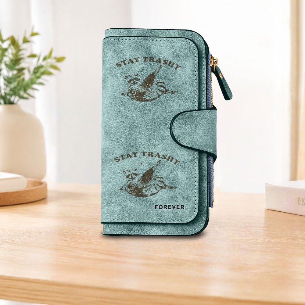 STAY TRASHY Long Zipper Wallet, Large Capacity Card Holder, Unisex Clutch Bag, Fashionable Zipper Coin Purse, Suitable for Daily Use, A Great Gift