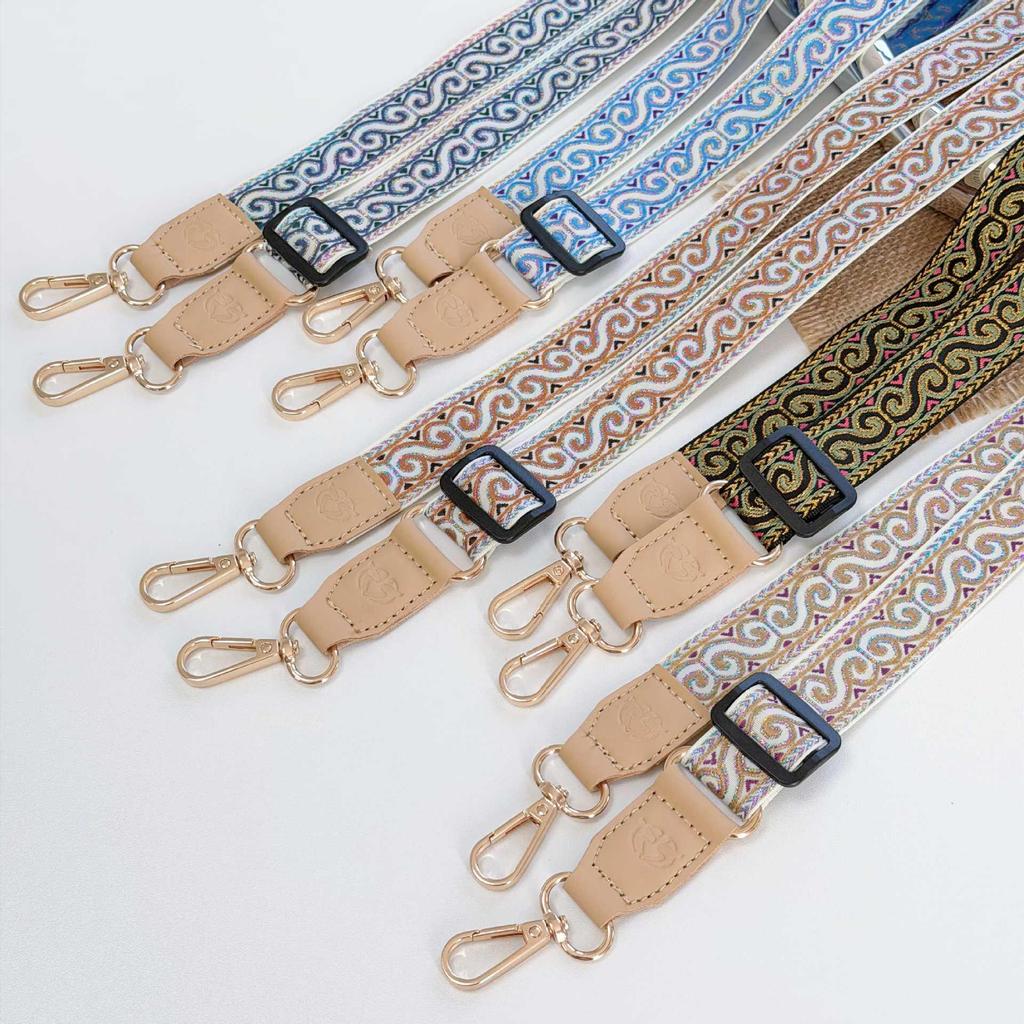 Gold Thread Embroidered Clouds Crossbody Phone Lanyard & Versatile Retro Handbag Strap