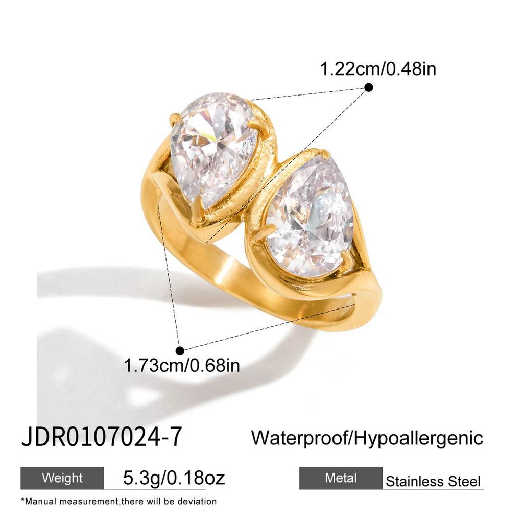 Niche high-end 18K gold, white zircon ring jewelry.