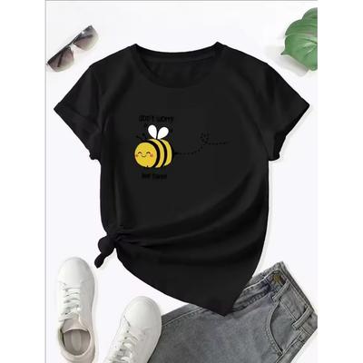 T-shirt de sport à manches courtes avec motif abeille, T-shirt décontracté à col rond pour l'entraînement, Tenue de sport pour femme