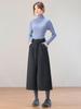 2025 Winter Grau Hochtaillierte Woll-Weitbeinige Cropped-Hose - Damen Petite Schmal Geschnitten Lässig