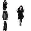 Gothic Women Moon Printed Cardigan Long Sleeve Hooded Coat Black Fashion Top For Casual Wear