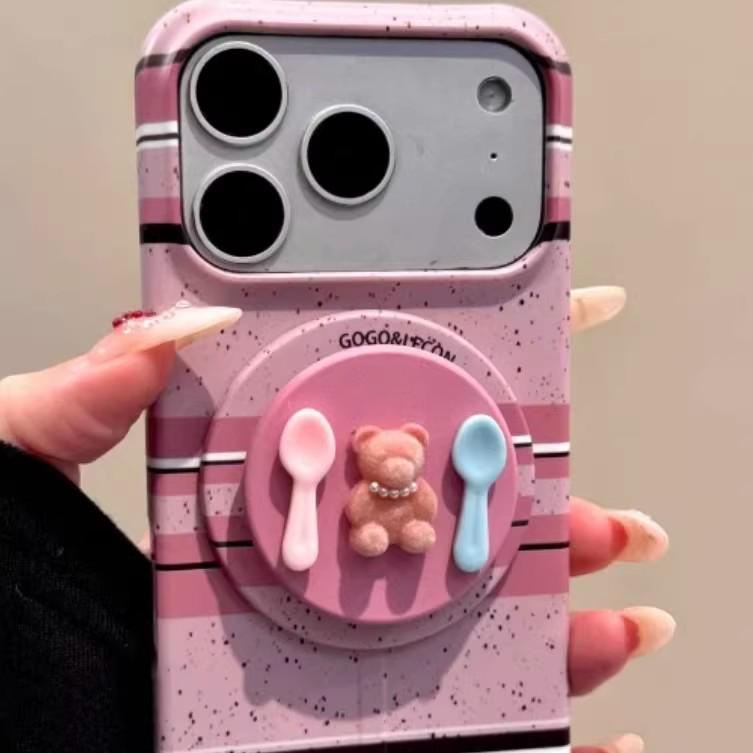 3D Bear Magnetic Phone Holder with Strong Adsorption - Suitable for MagSafe Devices, Perfect for Desktops and Lazy Users