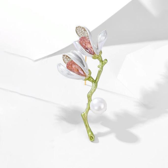 

Винтажная брошь «Магнолия», жемчужная брошь высшего качества, нежная брошь с кристаллами в виде цветка премиум-класса