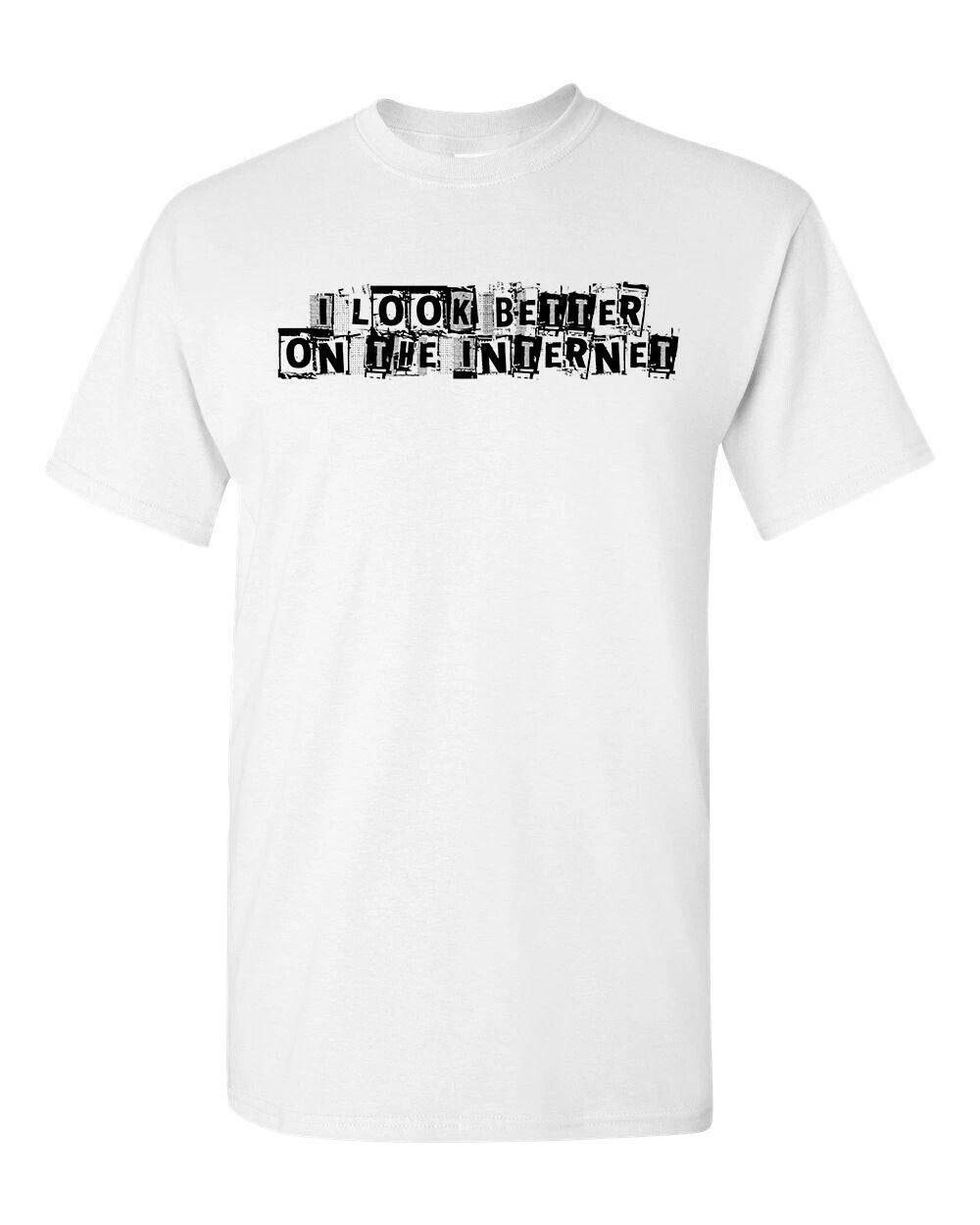 Retro Novelty Tee T Shirt 60s 70s 80s I Look Better On The Internet Funny Punk L