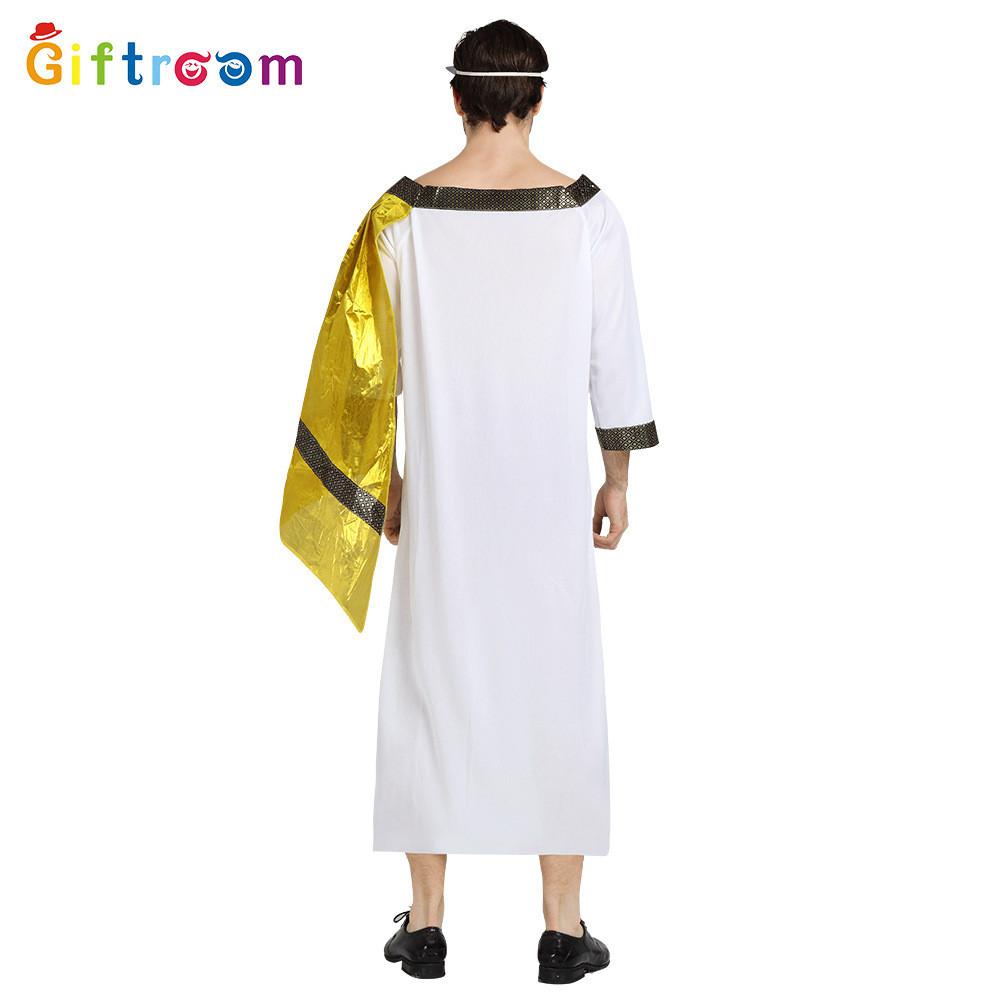Elegant Halloween Costume Couple Outfit Egyptian Greek Gold Cloak For Stage Performances