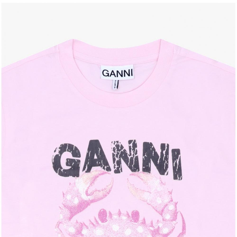 Ganni Women ShorT Sleeve T shirT Crab Logo 868 A1050197