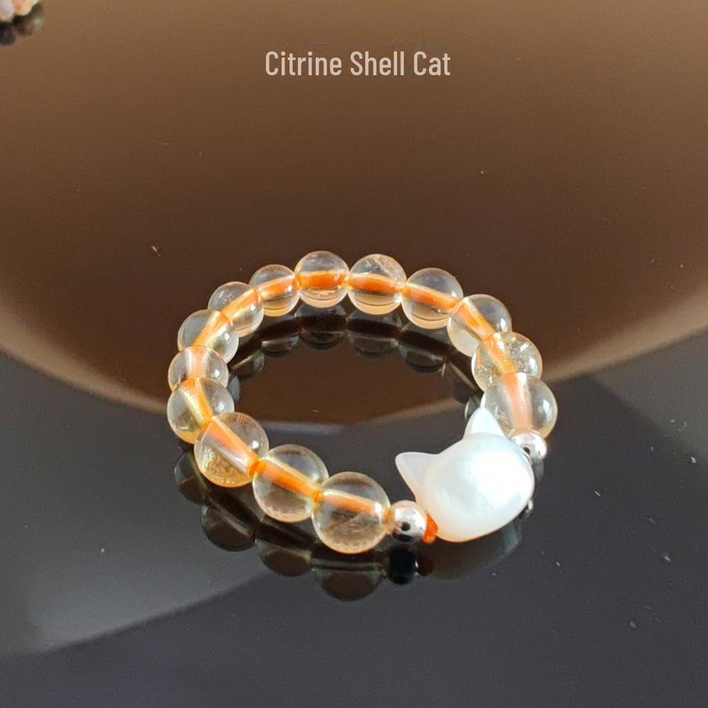 Anello con Perline Gatto: Design Testa di Gatto Bianco e Nero per Donne, Regalo Trendy e Versatile per Amiche.