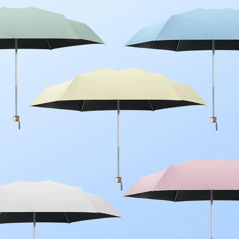Flat 50% Off Folding Pocket Card Umbrella, Sun and Rain Protection, Black Coating, Uv Protection, Sunshade Umbrella, Dual-Use Umbrella