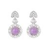Elegant Ice Purple Egg-Shaped Earrings with Stepped Diamond Inlays