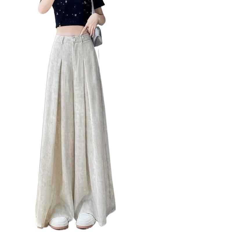 Women's Summer High-Waisted Tie-Dye Wide-Leg Floor-Length Trousers - Casual, Elegant, Thin Fabric