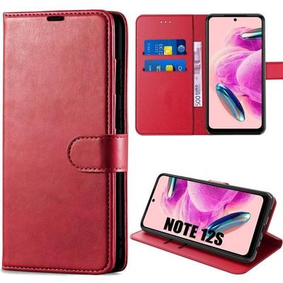 Case - Xiaomi - Redmi Note 12S - Red - PU Leather - Shockproof - Adjustable Stand