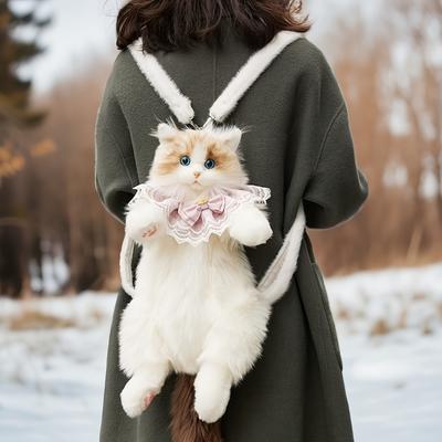 Ručně vyrobený Unikátní Batoh ve tvaru hadrové kočky Plyšové Zvíře Kočka Realistický Módní Dárky pro Dívky a Milovníky Koček Vánoční Dárky Dárky na Valentýna