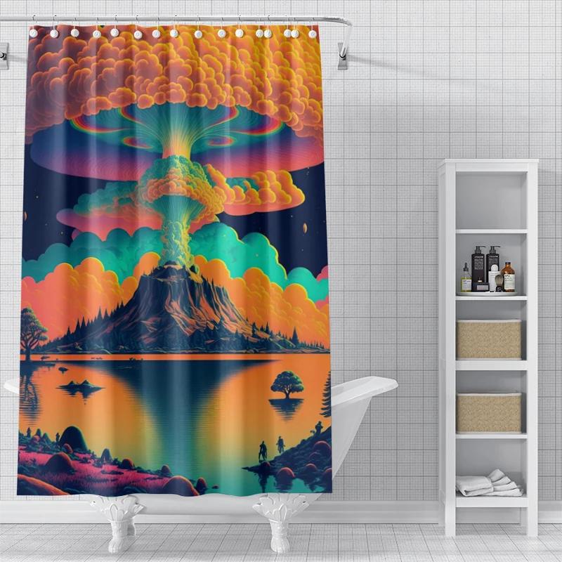 Magic Forest Shower Curtain Washable Dirt-Resistant Shower Head waterproof Polyester Bath Curtain For Home Decor
