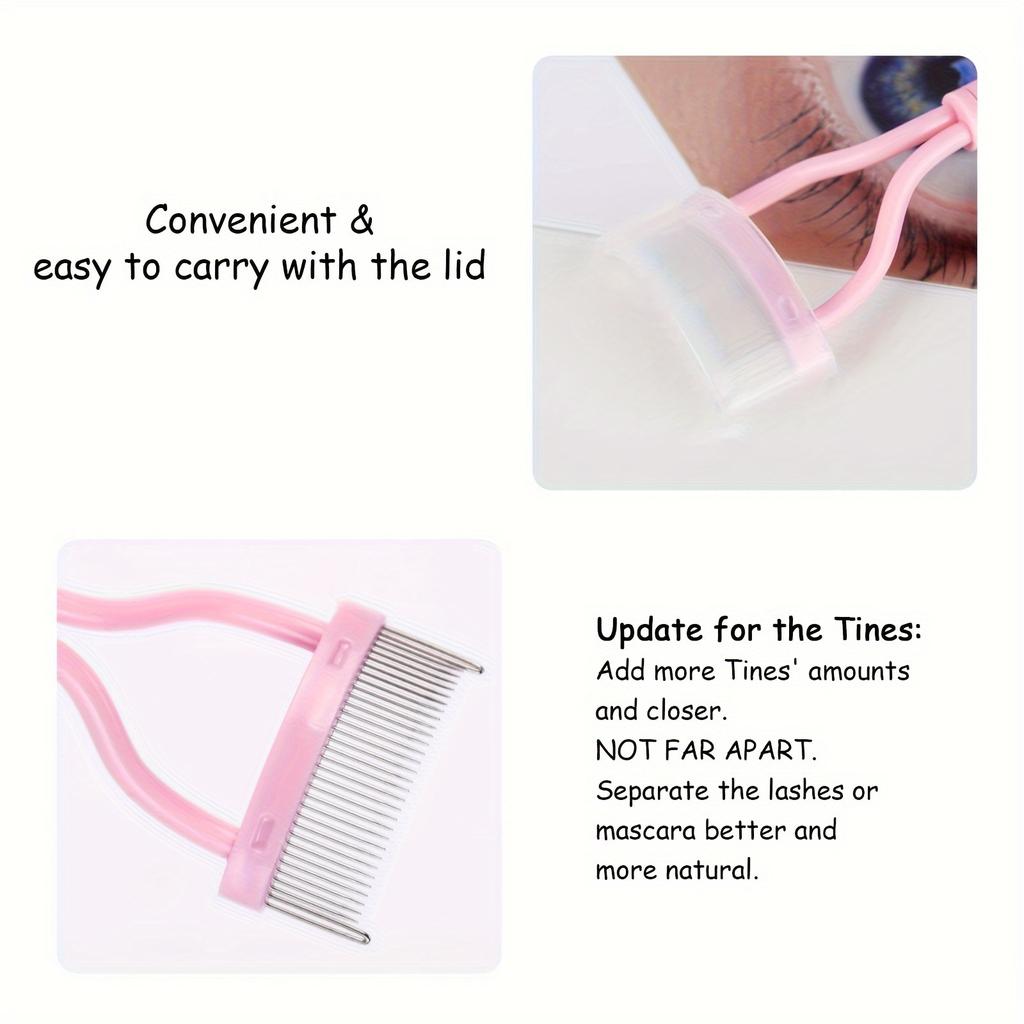 Eyelash Separator Tool Steel Teeth Lash Comb Eyebrow Eye Lash Brush With Cover Arc Design Mascara Comb for Women Eyes Makeup