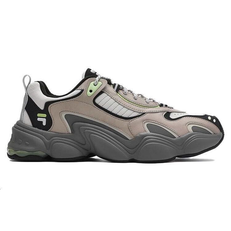 Fila Fusion Fabric Synthetic Leather Versatile Comfortable Durable Lightweight Low-Top Casual Shoes Men Sneaker Gray T12M341617FAB