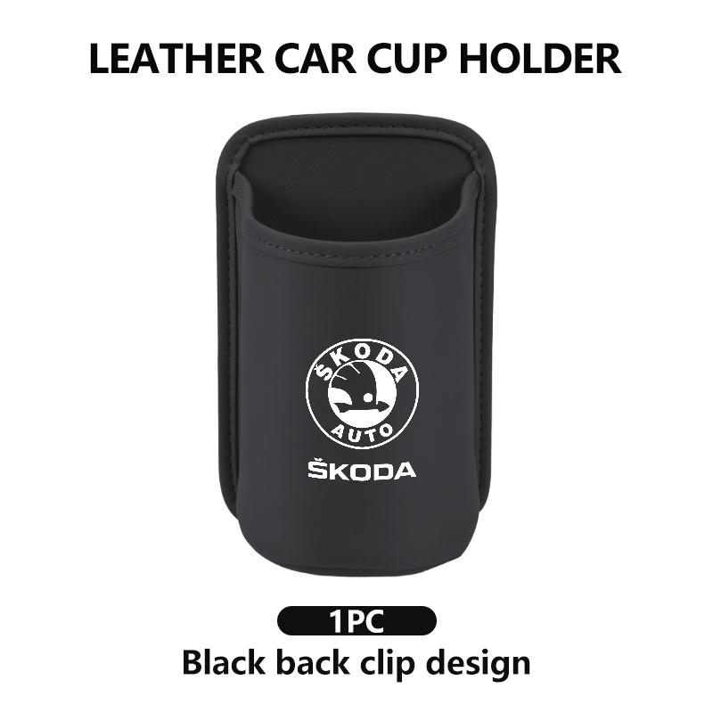 Für Skoda Leder Auto Wasserbecherhalter Innen Getränkehalter Organizer Zubehör Fabia 1 2 Octavia a7 RS Superb Rapid Yeti Karoq