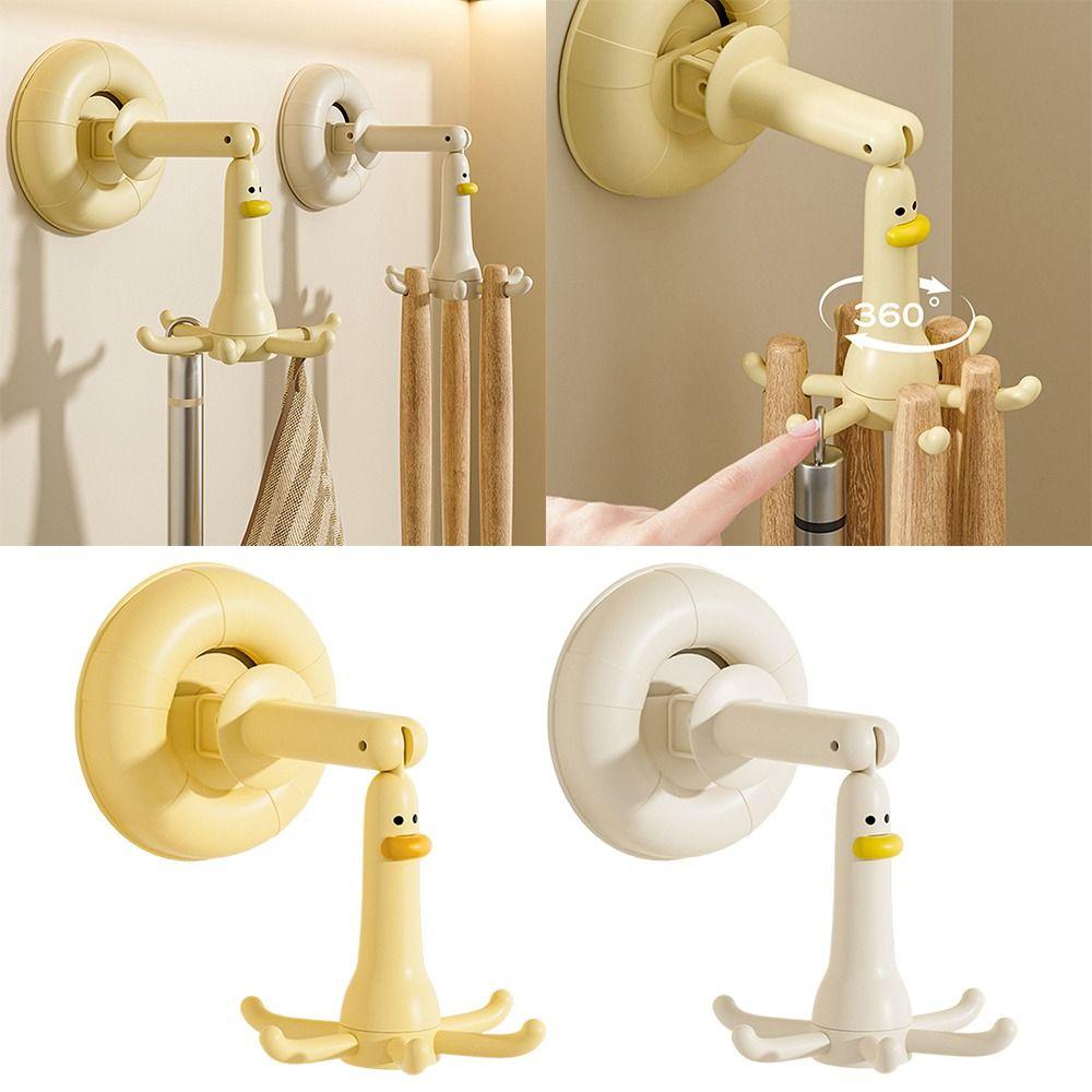 Gifts Punch-free Cartoon Duck Hook Suction Cup Six-claw Kitchen Rack Rotating Bathroom Small Hanger