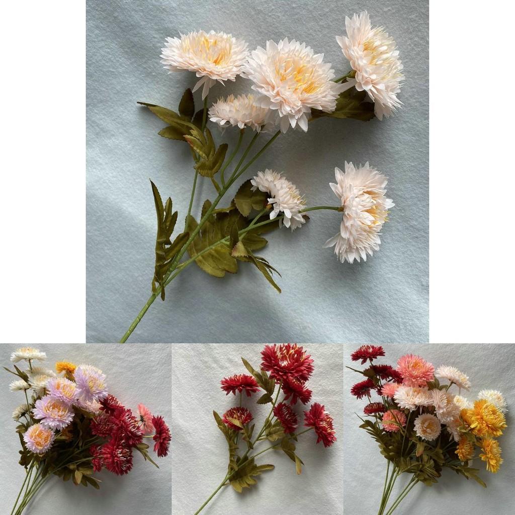 Realistic Silk Chrysanthemum Floral Stems For Banquet Hall Home Decoration