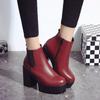 New women's boots round head waterproof table high heel thick heel Martin short boots women's shoes