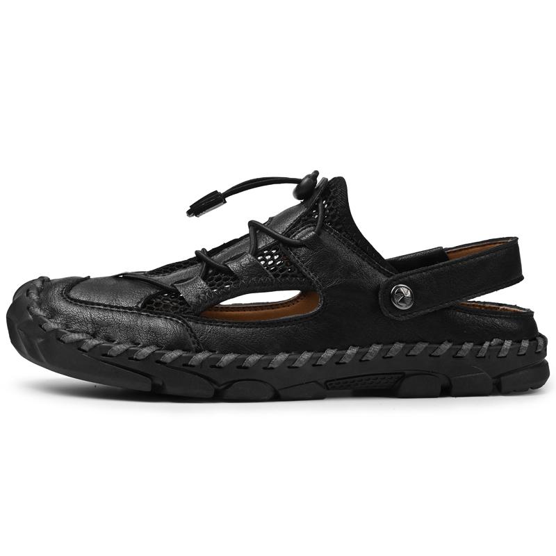 Sandale pentru bărbați lucrate manual, cusute manual, sandale de vară pentru bărbați, respirabile, de exterior, sandale de plajă pentru bărbați