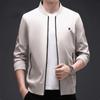 Jacket Men's Spring and Autumn New Stand Collar Solid Color Zipper Young and Middle-aged Dad Baseball Uniform Business Casual Jacket
