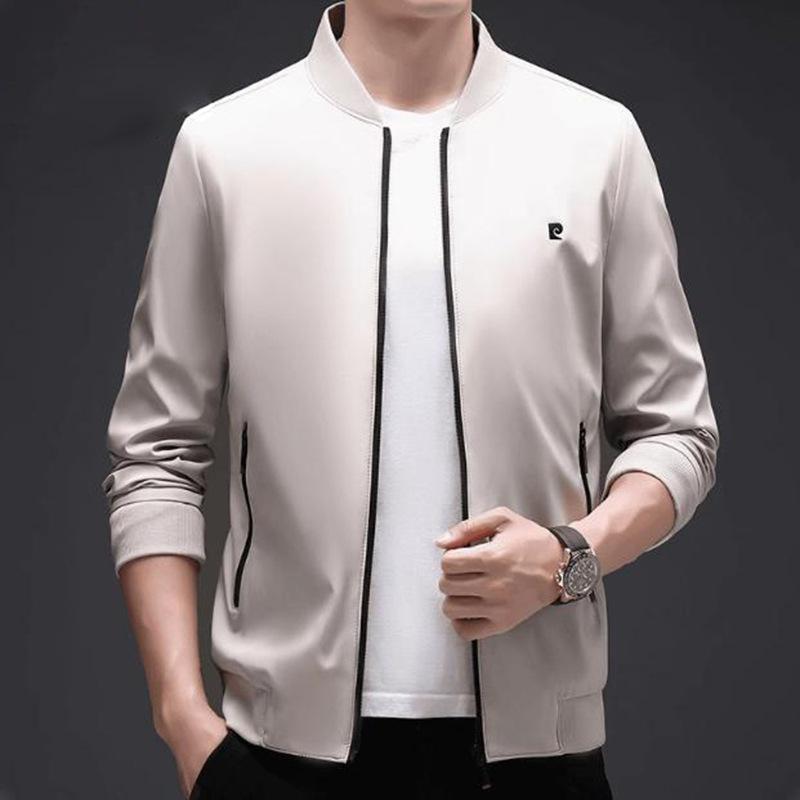 Jacket Men's Spring and Autumn New Stand Collar Solid Color Zipper Young and Middle-aged Dad Baseball Uniform Business Casual Jacket