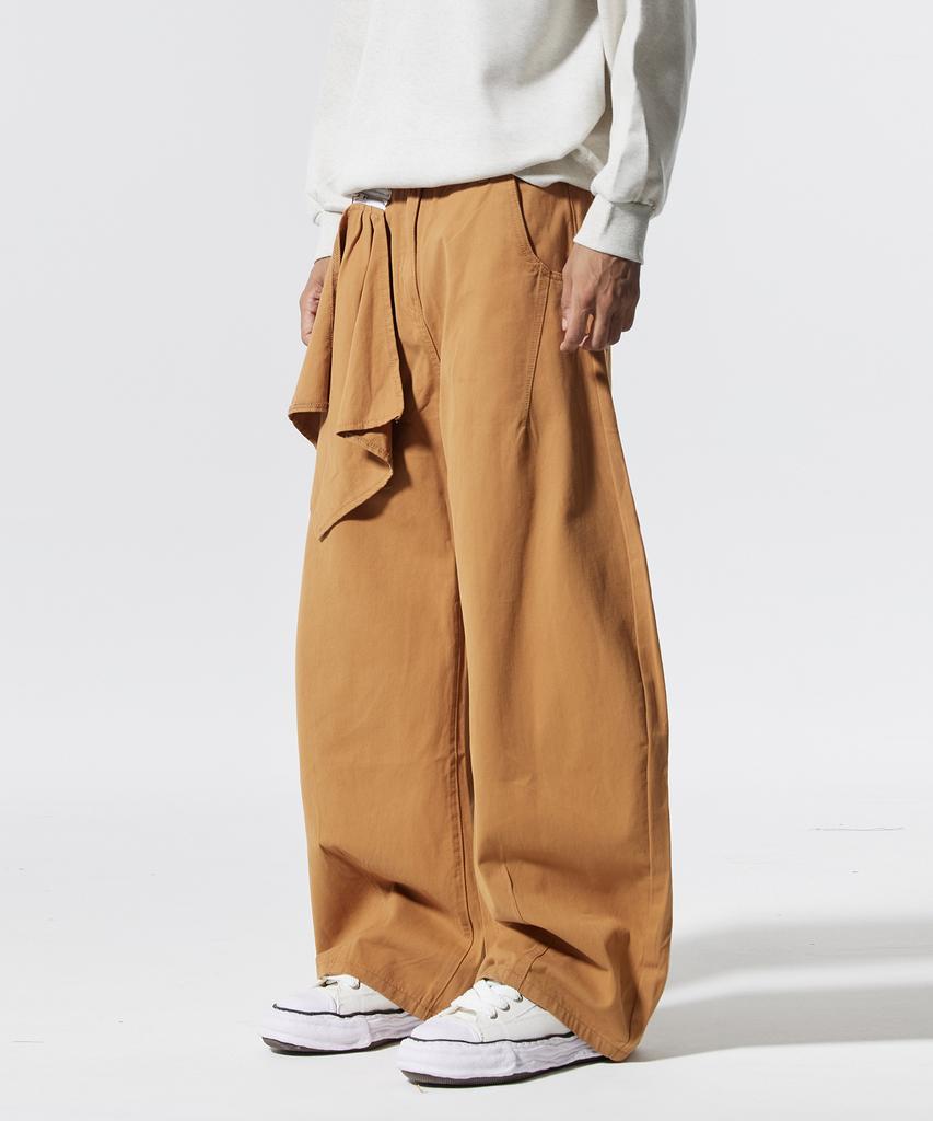 CREAM SODA LAB Handkerchief Wide Balloon Curved Pants Camel