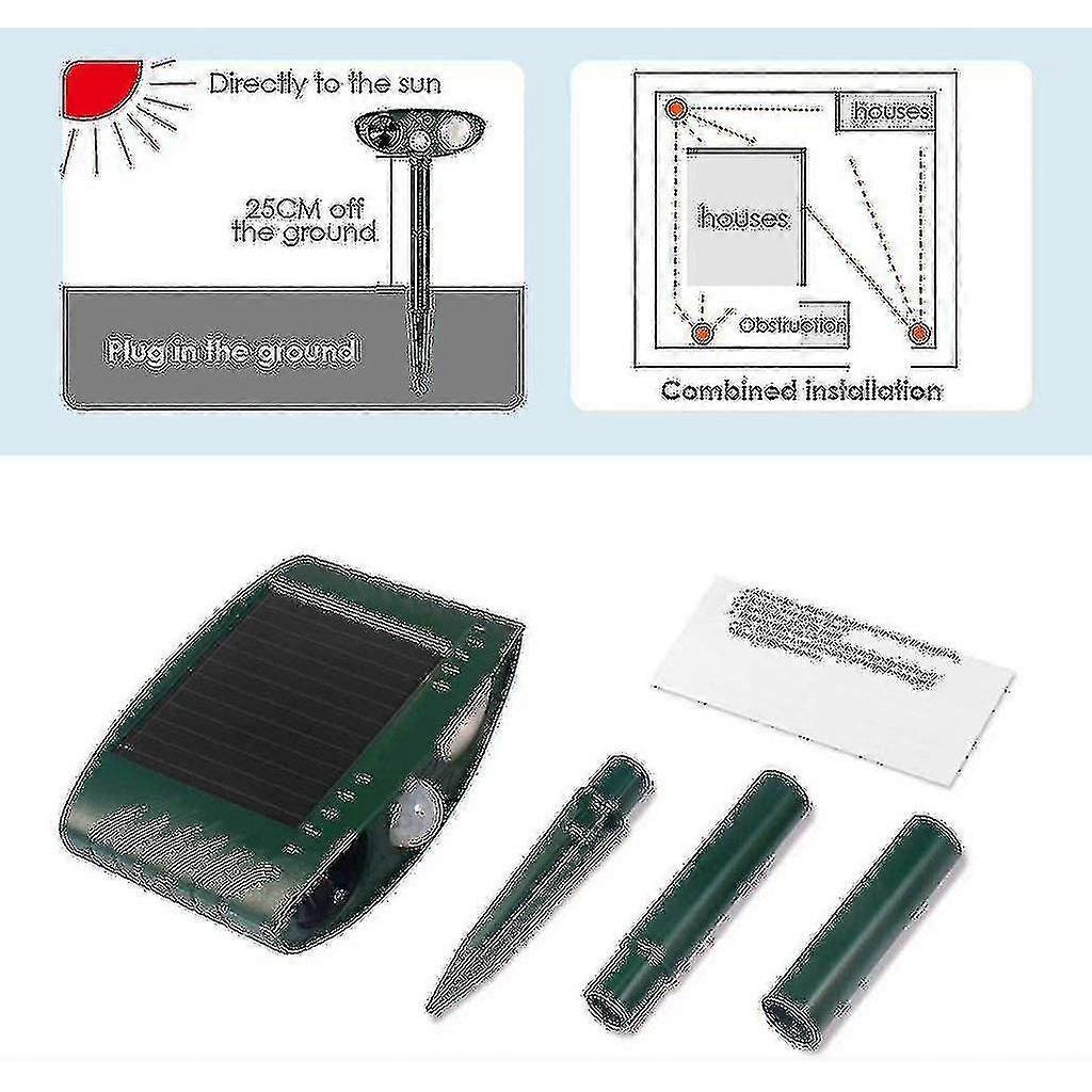 Ultrasonic Deer Repeller - Pack Of 2 - Solar Powered - Get Rid Of Deer In 48 Hours