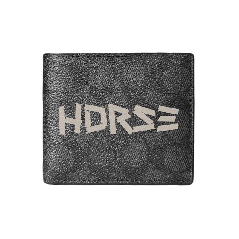 

COACH wallet [Customized bag] Billfold 10 Rui Ma brings blessings, Year of the Horse limited edition, hand-painted Good luck always with you (black) чёрный
