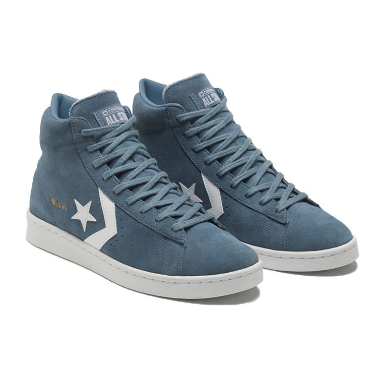 Converse Cons Pro Leather Synthetic Leather Non-Slip Wear-Resistant High-Top Skate Shoes Unisex Sneakers Blue 169503C