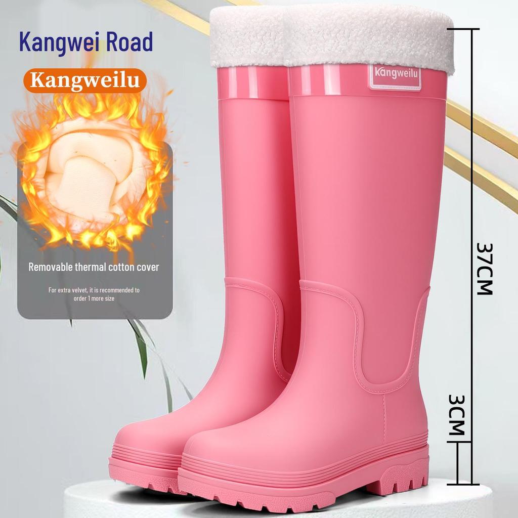 Bottes de pluie imperméables doublées polaire pour femme - Antidérapantes, à semelles épaisses, idéales pour la randonnée en forêt tropicale